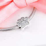 Sterling Silver Paw Prints Charms Beads Fits Europe Bracelet DIY Jewelry
