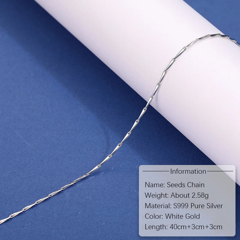 999 Pure Silver Neck Chain Necklace for Women Girl