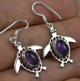 Amethyst 925 Sterling Silver Earrings, 33 mm