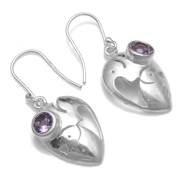 Amethyst 925 Sterling Silver Earrings 35.9 mm