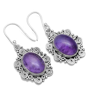 Amethyst 925 Silver Earrings, 36 mm, AE2570