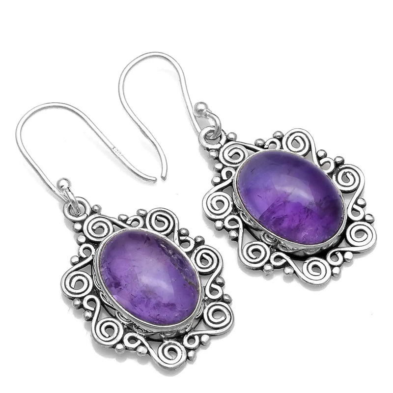 Amethyst 925 Silver Earrings, 36 mm, AE2570