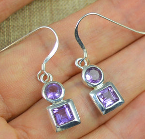 Sterling Silver Amethyst Earrings, 33.2 mm