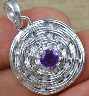 Amethyst Pendant 925 Sterling Silver 35.5mm