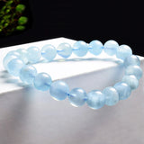 Aquamarines Bracelet Natural Beads Elastic Rope Healing Crystal