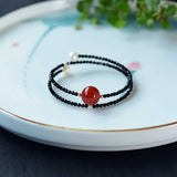Spinel Bead Bracelet Freshwater Pearl National Style Pray Yoga Bless Chakra