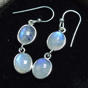 Fire Moonstone 925 Silver Earrings, 36.8mm
