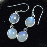 Fire Moonstone 925 Silver Earrings, 36.8mm