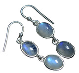 Fire Moonstone 925 Silver Earrings, 36.8mm
