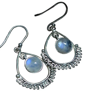 Fire Moonstone 925 Sterling Silver Earrings 39mm AE2600
