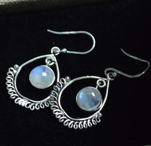 Fire Moonstone 925 Sterling Silver Earrings 39mm AE2600
