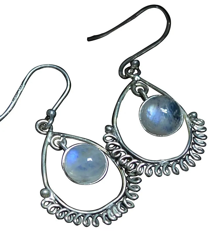 Fire Moonstone 925 Sterling Silver Earrings 39mm AE2600