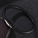 Braided Leather Bracelet Magnetic Clasp Bangle BB0251