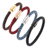 Braided Leather Bracelet Magnetic Clasp Bangle BB0251