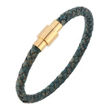 Braided Leather Bracelet Magnetic Clasp Bangle BB0251