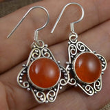 Carnelian 925 Silver Earrings, 37.4 mm