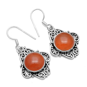 Carnelian 925 Silver Earrings, 37.4 mm
