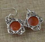 Carnelian 925 Silver Earrings, 37.4 mm