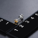 Citrine 925 Silver Stud Earrings 4mm Round Birthstone