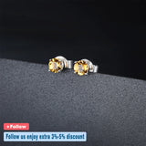 Citrine 925 Silver Stud Earrings 4mm Round Birthstone