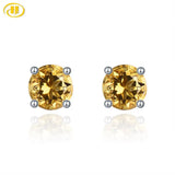 Citrine 925 Silver Stud Earrings 4mm Round Birthstone