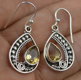 Citrine 925 Sterling Silver Earrings, 32.5 mm