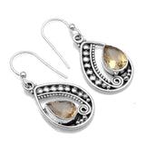 Citrine 925 Sterling Silver Earrings, 32.5 mm