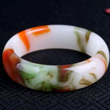 Chinese Hand-Carved Jade Bangle Bracelet Natural Jadeite Amulet