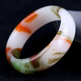 Chinese Hand-Carved Jade Bangle Bracelet Natural Jadeite Amulet