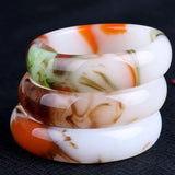Chinese Hand-Carved Jade Bangle Bracelet Natural Jadeite Amulet