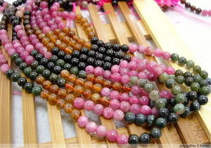 6mm Tourmaline Gemstone Crystal Loose Beads Bracelet Necklaces DIY Jewelry