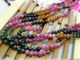 6mm Tourmaline Gemstone Crystal Loose Beads Bracelet Necklaces DIY Jewelry