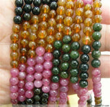 6mm Tourmaline Gemstone Crystal Loose Beads Bracelet Necklaces DIY Jewelry