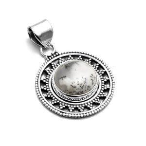 Dentrite Opal Pendant 925 Sterling Silver 32mm AP8076