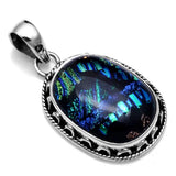 Dichroic Glass Pendant 925 Silver 38.4mm