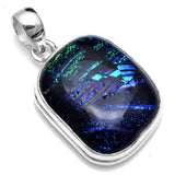 Dichroic Glass Pendant 925 Sterling Silver 39mm