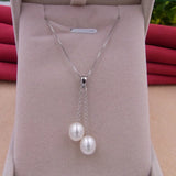 Freshwater Pearl Necklaces & Pendants 925 Silver Wedding Jewelry