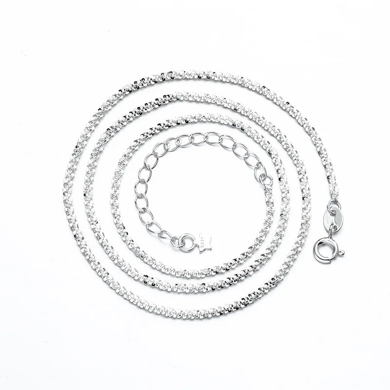 925 Silver Necklace 1.5MM Chain Gypsophila Necklace 18K Gift