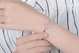 925 Sterling Silver Pink Daisy Flower Crystal Women Bracelet