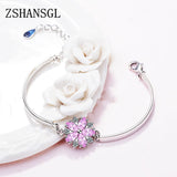 925 Sterling Silver Pink Daisy Flower Crystal Women Bracelet