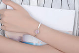 925 Sterling Silver Pink Daisy Flower Crystal Women Bracelet