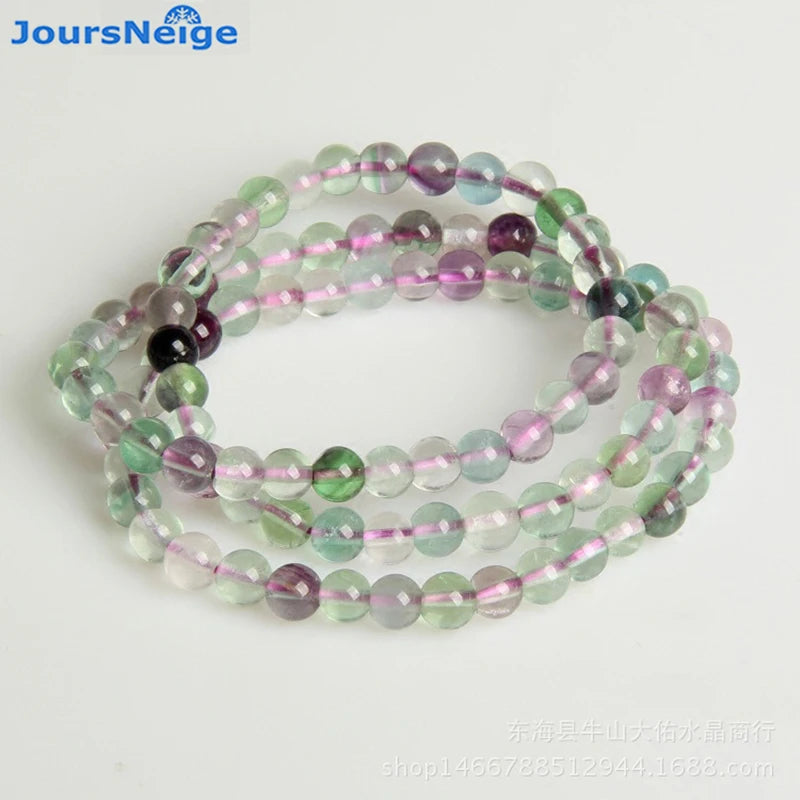 Fluorite Natural Stone Bracelet 6mm Buddha Lucky Women Bracelet