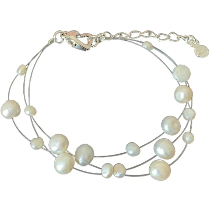 Baroque Pearl Bracelet 925 Sterling Silver Charm Bracelets Women Pretty Jewelry