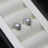 Freshwater Pearl Stud Earrings 925 Silver Women's Jewelry Gift