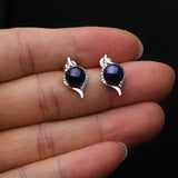 Freshwater Pearl Stud Earrings 925 Silver Women's Jewelry Gift