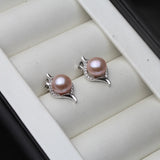 Freshwater Pearl Stud Earrings 925 Silver Women's Jewelry Gift