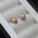 Freshwater Pearl Stud Earrings 925 Silver Women's Jewelry Gift