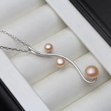 Freshwater Pearl Pendant 925 Sterling Silver Necklace Women Natural Pearl