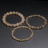 Rutilated Quartz Natural Stone Crystal Bracelet Men Women Gift