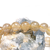 Rutilated Quartz Natural Stone Crystal Bracelet Men Women Gift